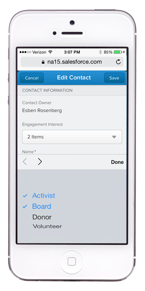 edit contact in Salesforce1